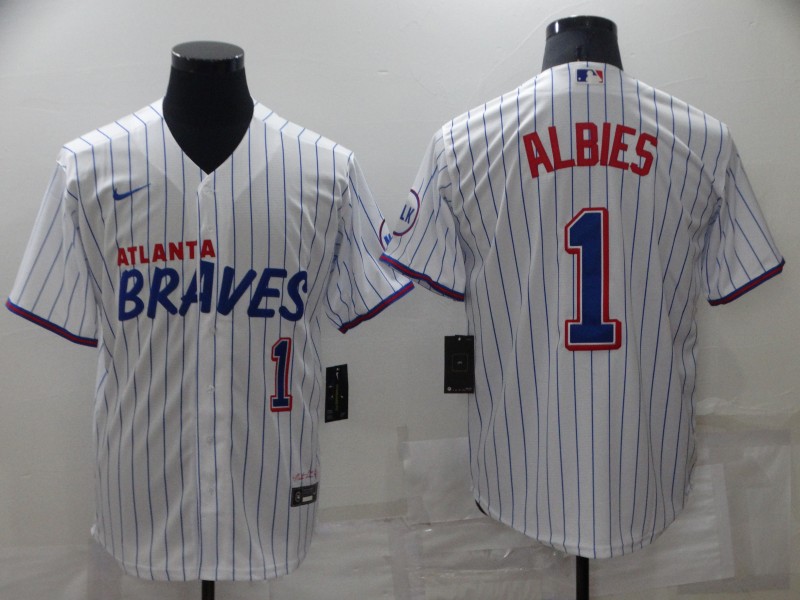 Men's Atlanta Braves Ozzie Albies #1 White City Edition Jersey